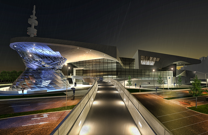 Render: Ricardo Adrián López. BMW Welt Munich, Coop Himmelb(L)AU.